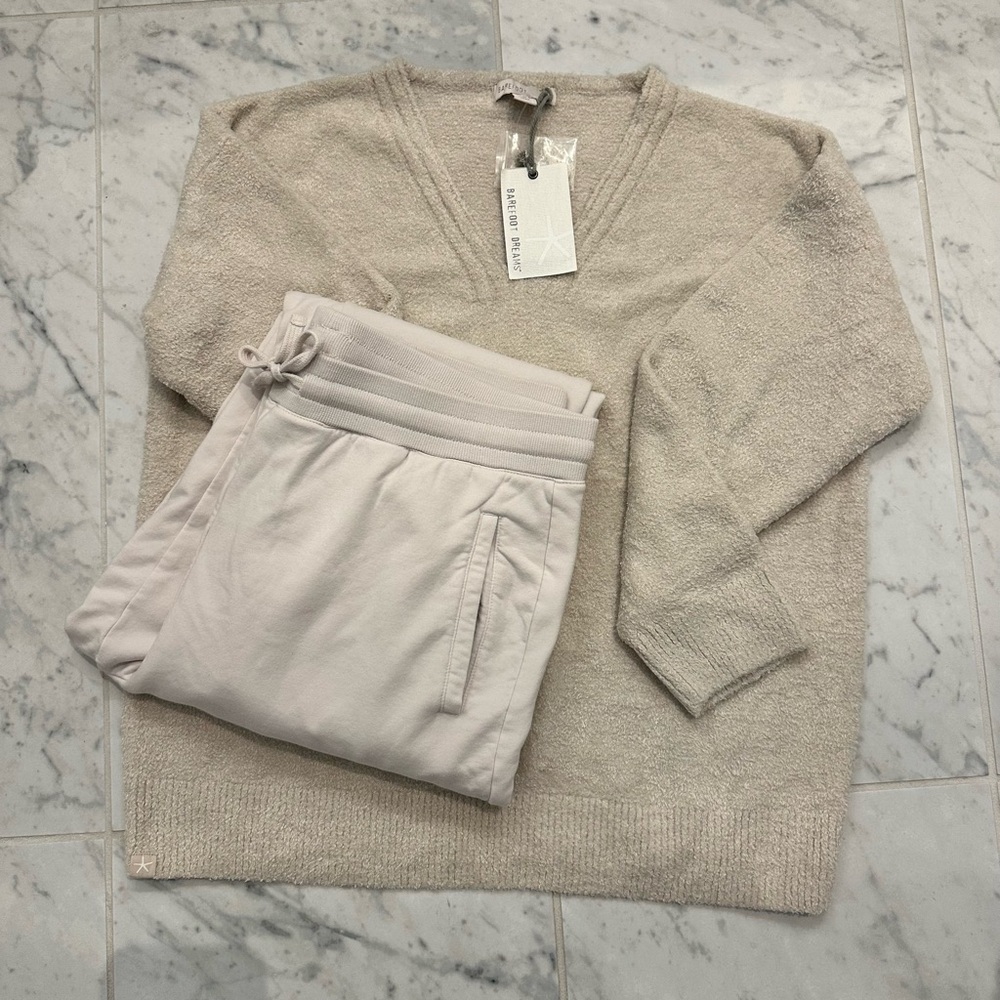 Barefoot Dreams Butter-Chic Knit Jogger Set (Bone)